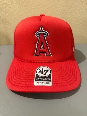 Los Angeles Angels ’47 Trucker Hat A-Frame Red Adjustable Snapback NWT MLB Cap